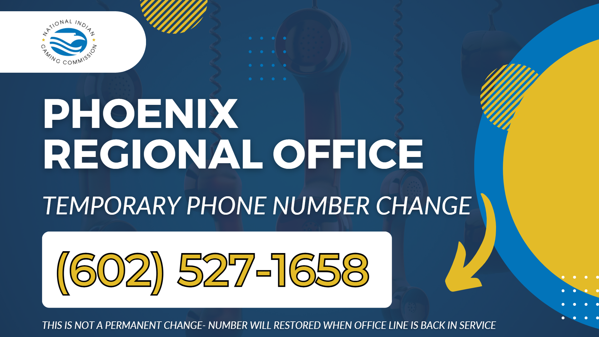 Phoenix Regional Office Temporary Phone Number Change