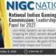 Promotional graphic for NIGC’s National Training Topic of the Month, featuring a leadership panel for 2027. The graphic announces a discussion of FY 2027 priorities, what’s ahead, and how to work together for mission success. The event is Thursday, October 8, 2026, at 2:00 p.m. ET, with a “Register Here” button.